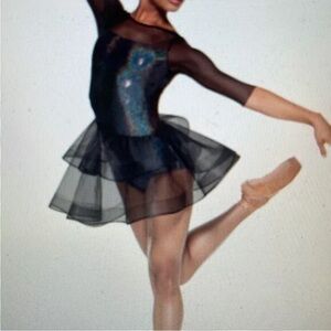 Revolution  Dancewear “Gravitate” Dance Costume Small Adult black mesh tulle